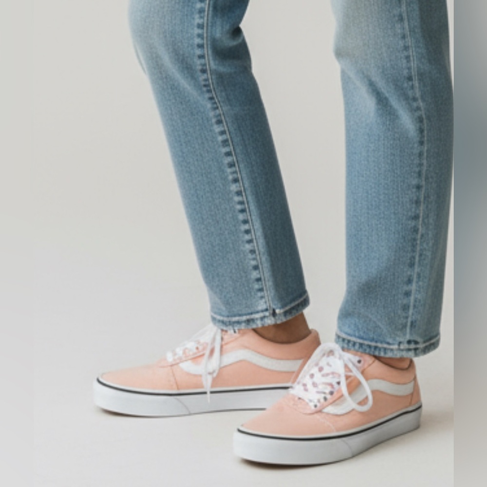 Vans Off the Wall Women's Size 6.5 Peach Colored Lace Up Canvas Sneakers